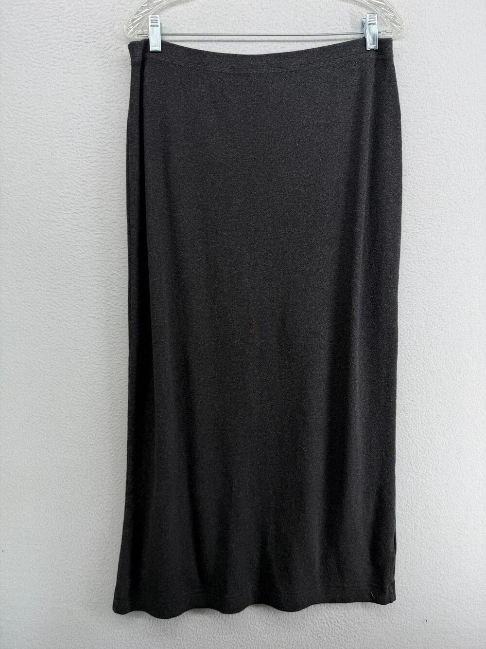 EILEEN FISHER Skirt M Cotton Jersey Maxi Straight Pull On Charcoal Gray VTG